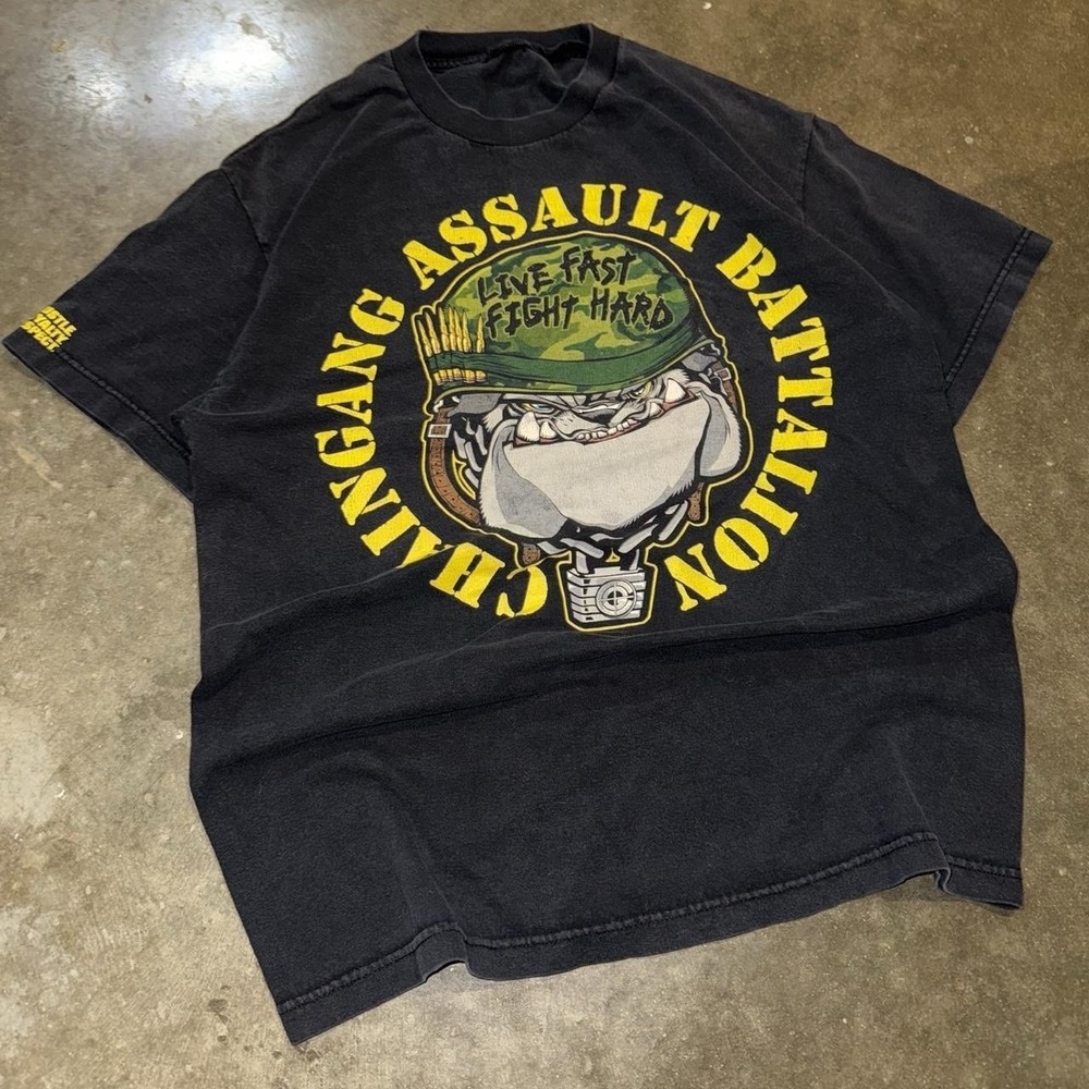 Vintage Y2K Original 2002 John Cena Chaingang Assault Tee T Shirt WWE L Faded